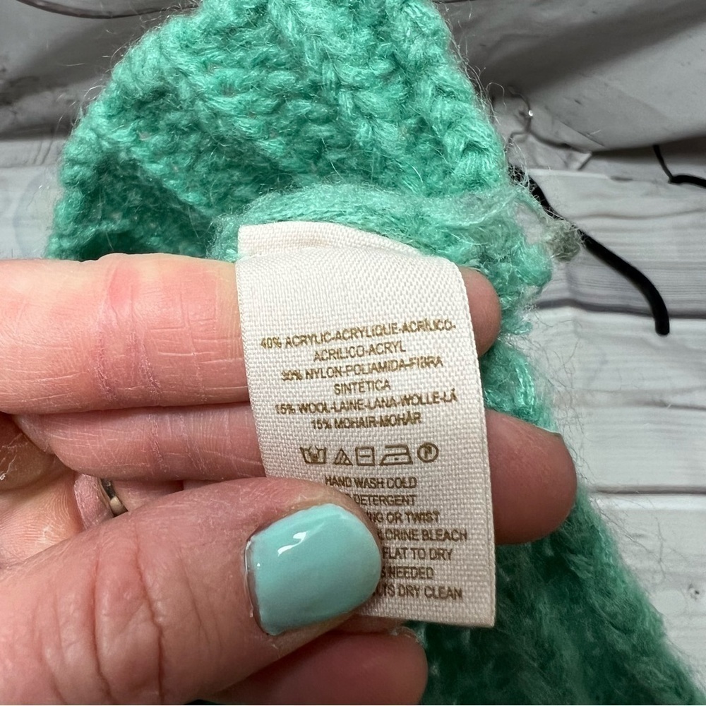 Free People Mint Green Chunky Open Cable Knit Sweater - Picture 8 of 8
